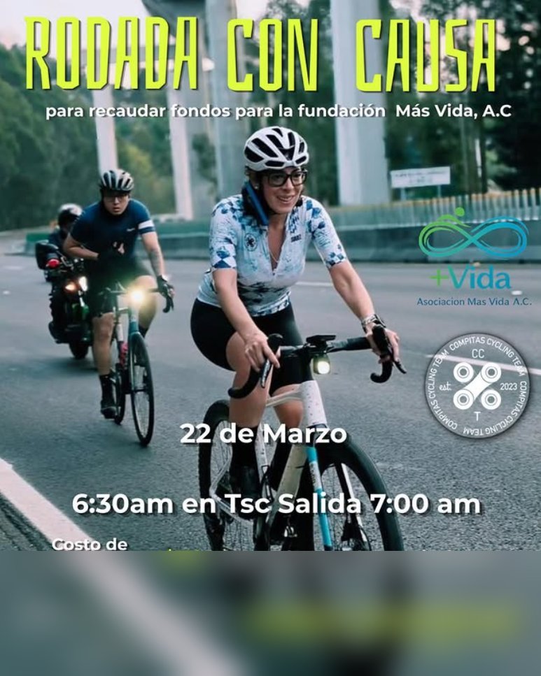 Cartel Rodada con Causa · 22 de marzo · Más Vida A.C.
